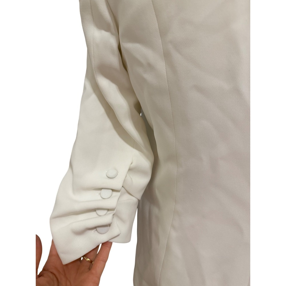 $395 Cinq a Sept Khloe Ruched Sleeve Blazer Ivory White Single Button Size 2 - Picture 10 of 12